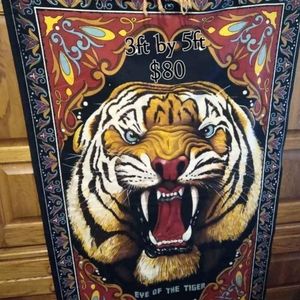 Vintage Tiger Tapestry 3 ft by 5 ft.